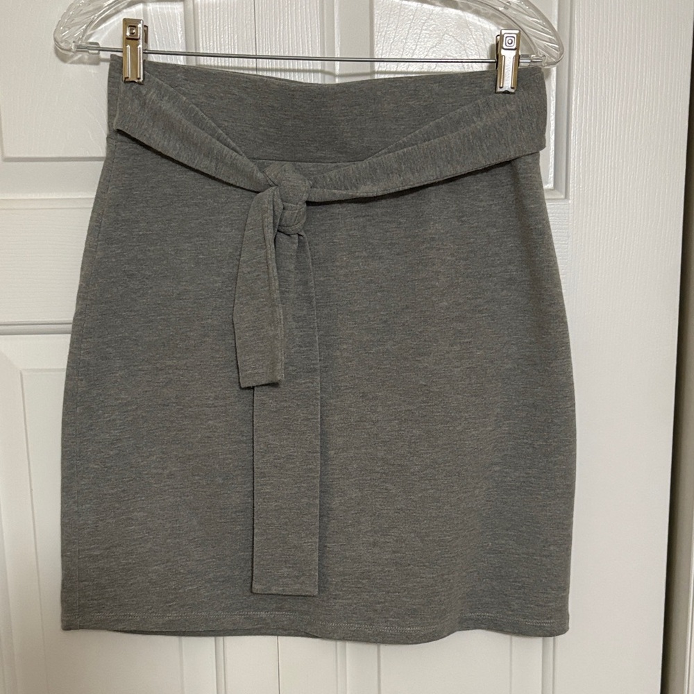 LOFT Heather Gray Tie-Waist Pencil Skirt